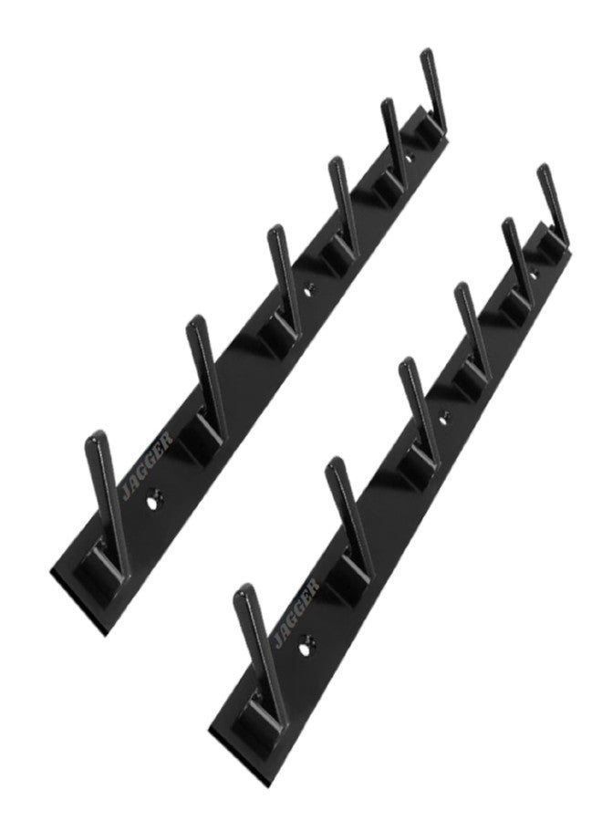 JAGGER JAG322 Wall Mounted Stainless Steel Wall Hooks for Hanging Cloth/Towel Hangers/Key Ring Holder/Door Hangers/Hook Rail/Bthroom Hanger [ Combo Pack of 2 ] (MATT Black, 6 Hook) - Image 1